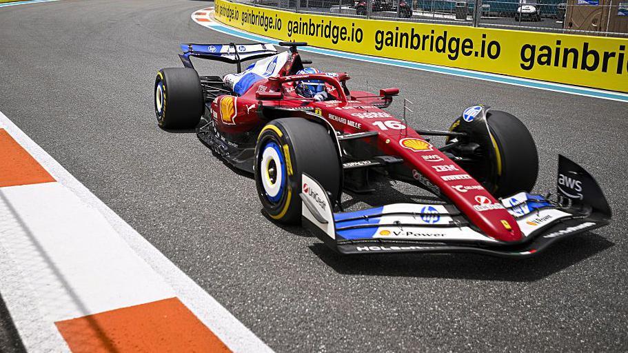 Ferrari's blue, white and red livery at the Miami Grand Prix