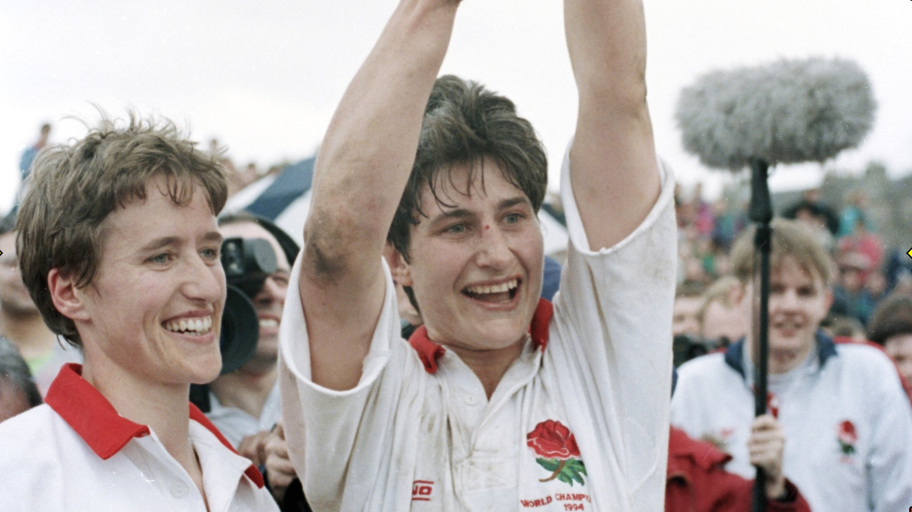 Karen Almond lifts the first Rugby World Cup
