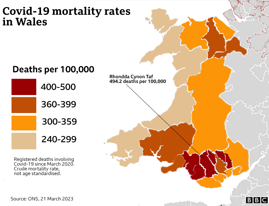 Mortality map of Wales