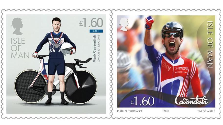 An illustration of Mark Cavendish standing in front of his Olympic track bike wearing Team GB's colours and wearing a silver medal around his neck.