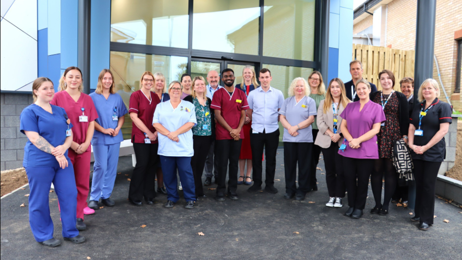 A group shot of the staff at the of NHS Hampshire and Isle of Wight Hospital.