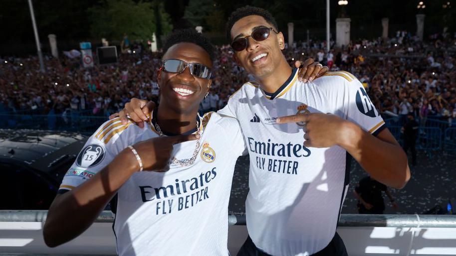 Vinicius Jr and Jude Bellingham in Real Madrid shirts