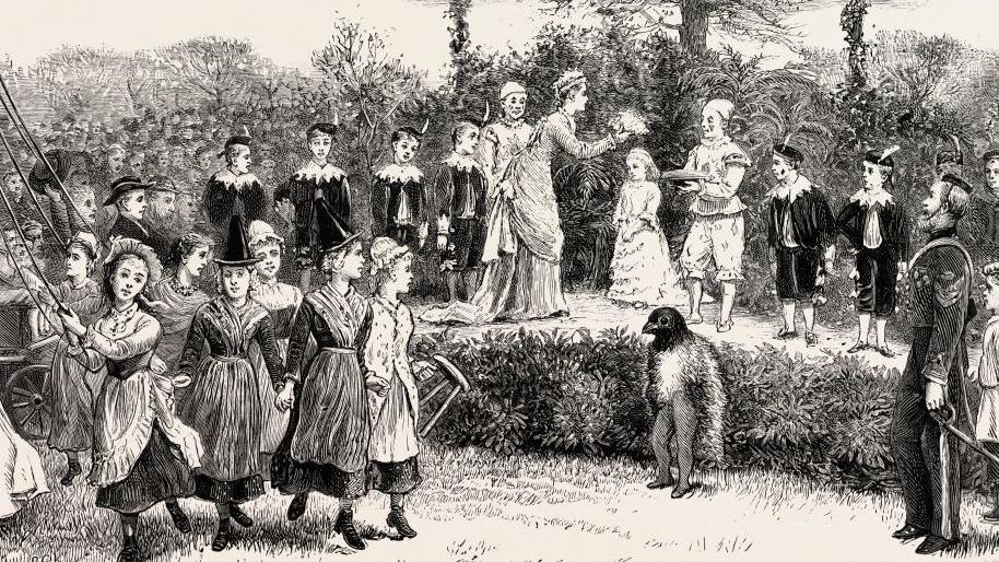 Illustration of May Queen crowning.