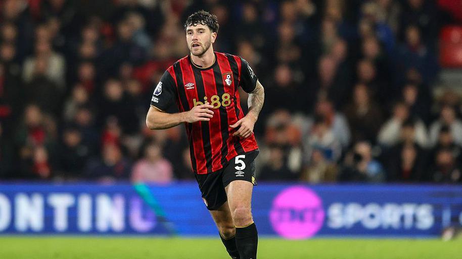 Marcos Senesi of Bournemouth during the Premier League match between Bournemouth and Brentford at Vitality Stadium 
