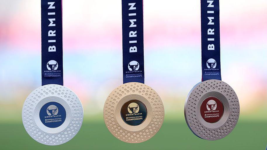 The silver, gold and bronze medals for the European Championships