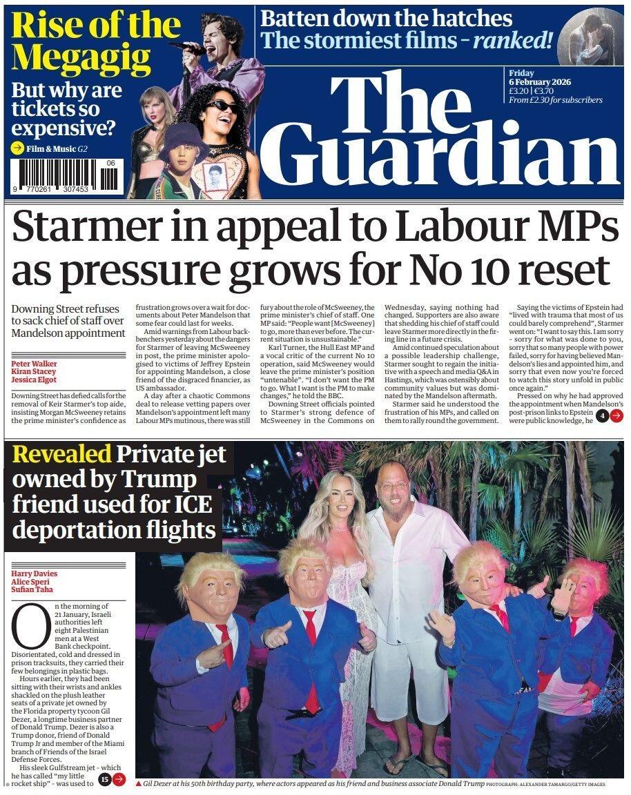 “Starmer u bën thirrje deputetëve të Partisë Laburiste, ndërsa rritet presioni për rivendosjen e statusit nr. 10”, shkruhet në titullin kryesor të faqes së parë të gazetës Guardian.