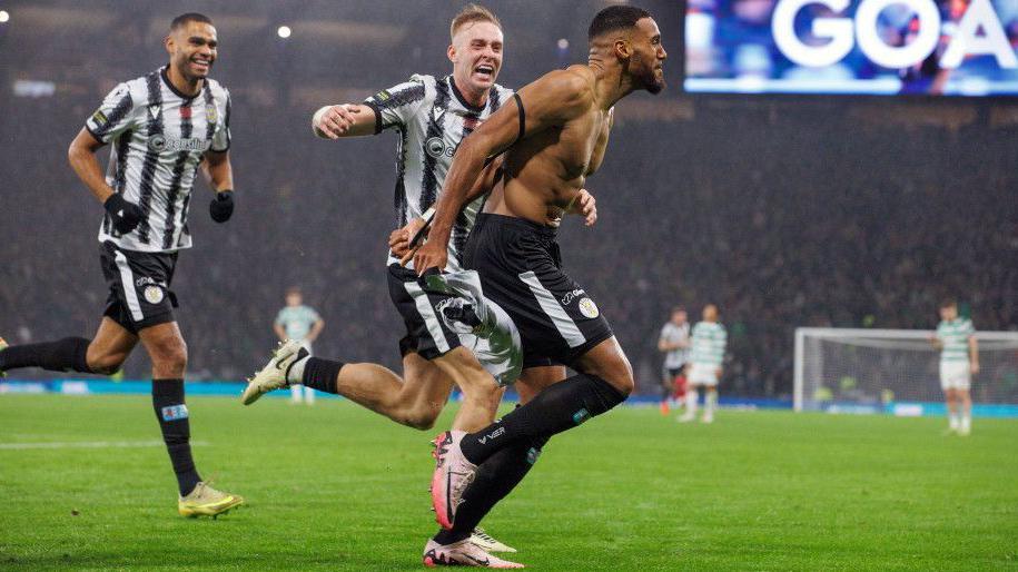St Mirren's Jonah Ayunga (right) celebrates at Hampden