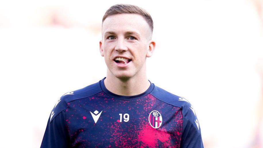 Lewis Ferguson of Bologna FC looks on during the Serie A Enilive match between AS Roma and Bologna FC at Stadio Olimpico on November 10, 2024 in Rome, Italy.