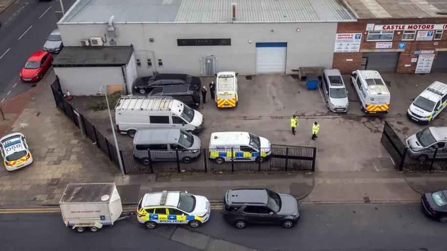 Police at Legacy Independent Funeral Directors in Hessle Road, Hull