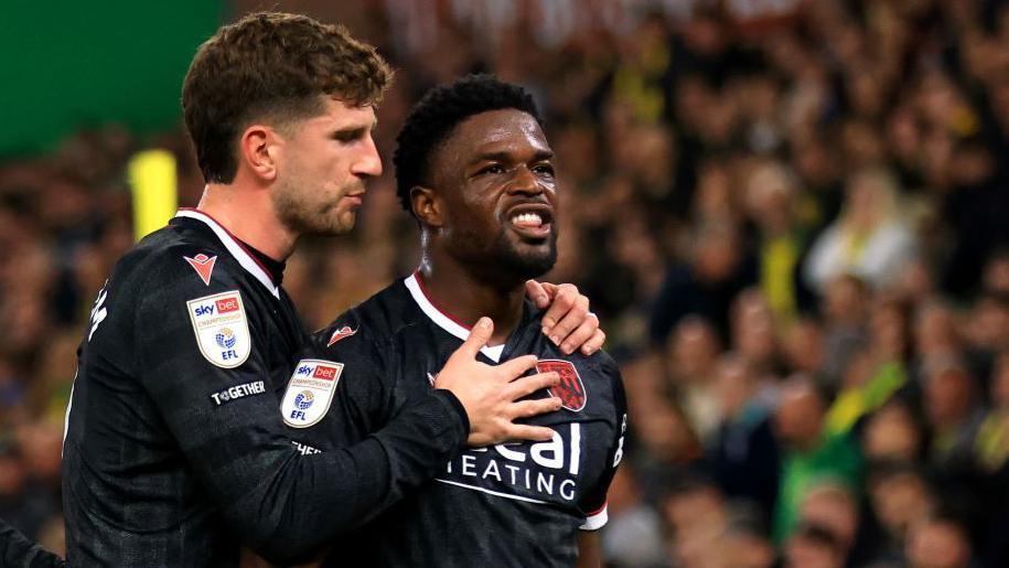 Josh Maja of West Bromwich Albion celebrates