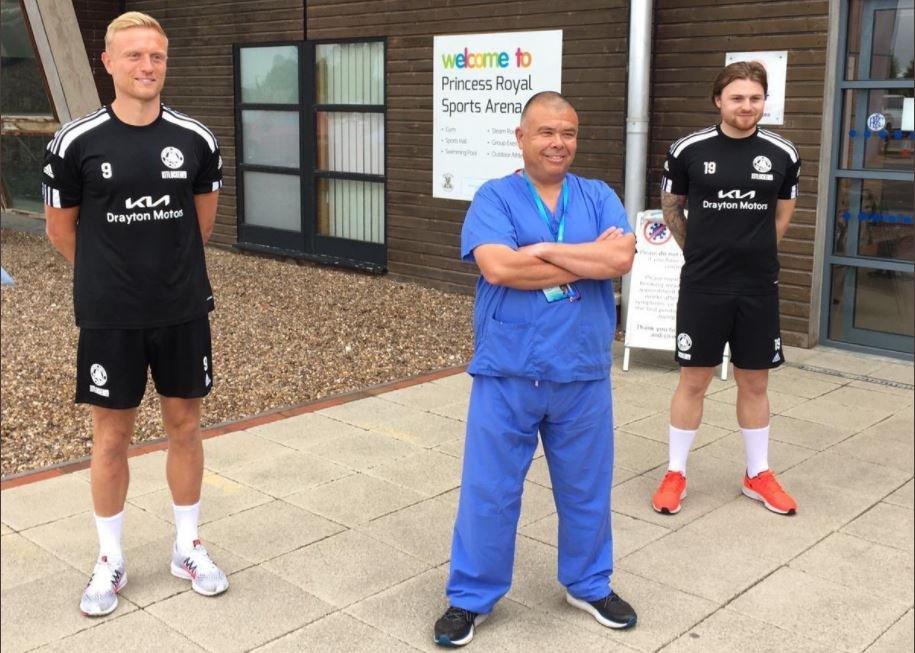 Prof Jonathan Van-Tam and Boston United players