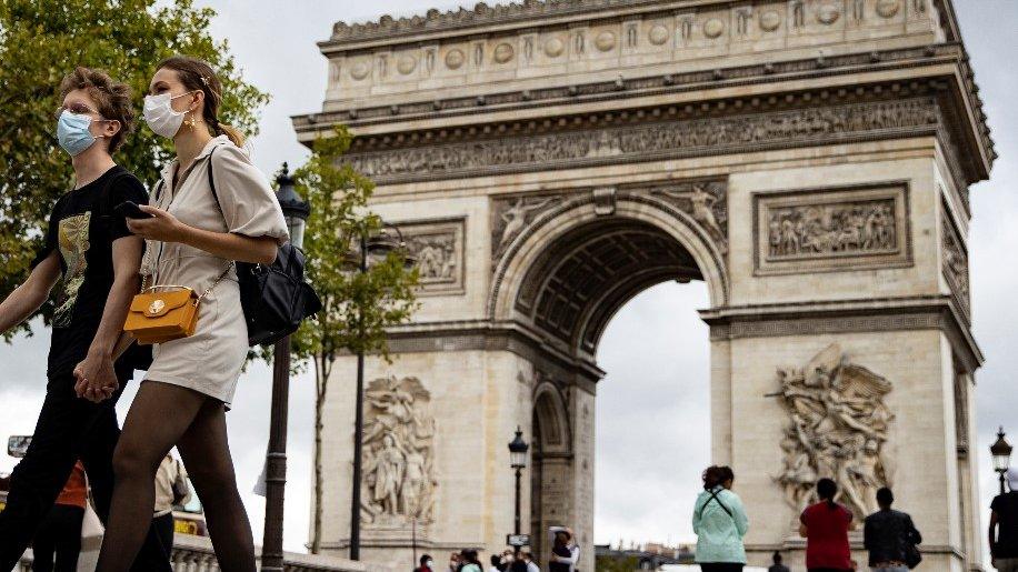 Champs Elysees near the Arc de Triomphe, in Paris, France, 28 August 2020