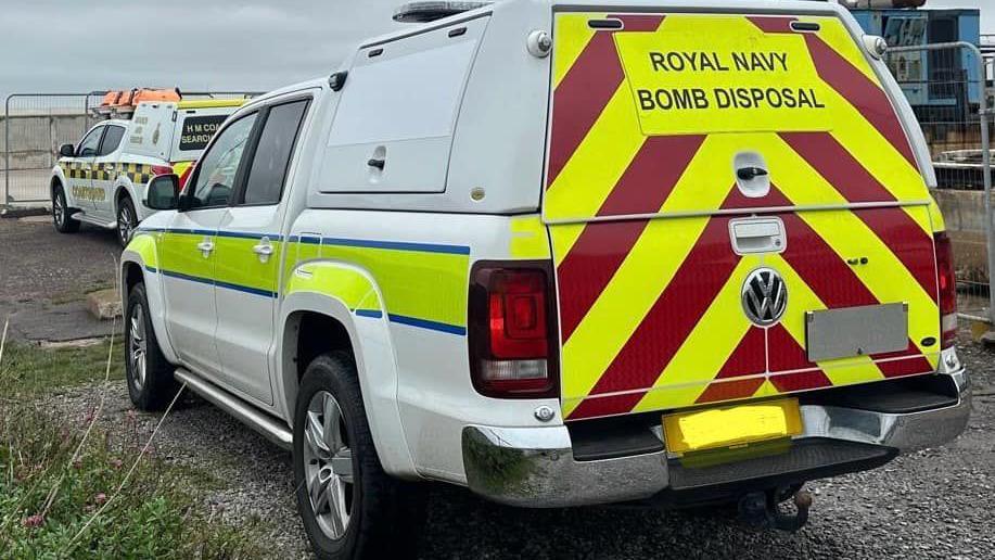 A Royal Navy bomb disposal car deployed to the scene