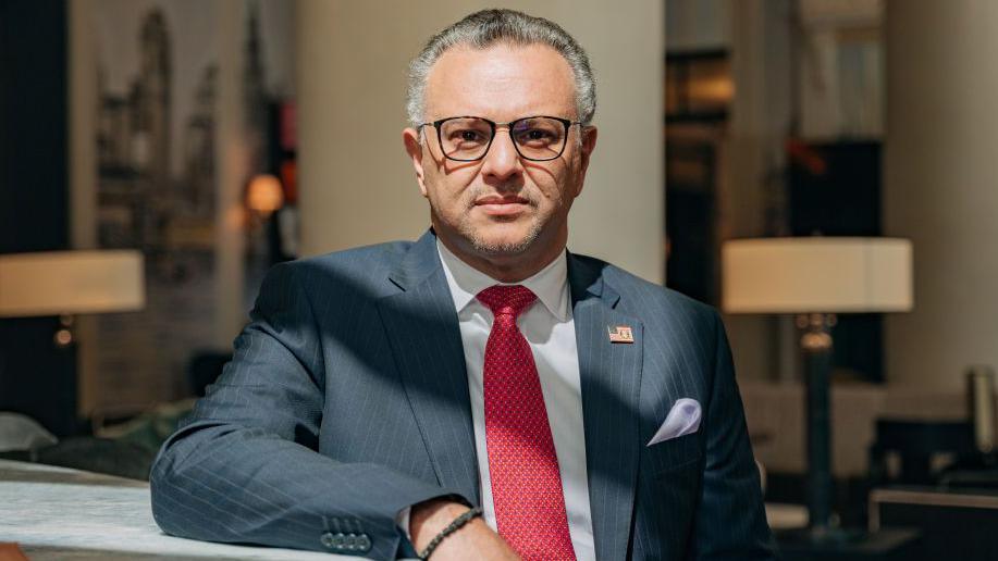 A portrait pf Massad Boulos taken at the Wall Street Hotel in New York in September.