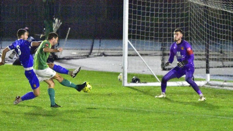 Ross Allen scores for Guernsey FC