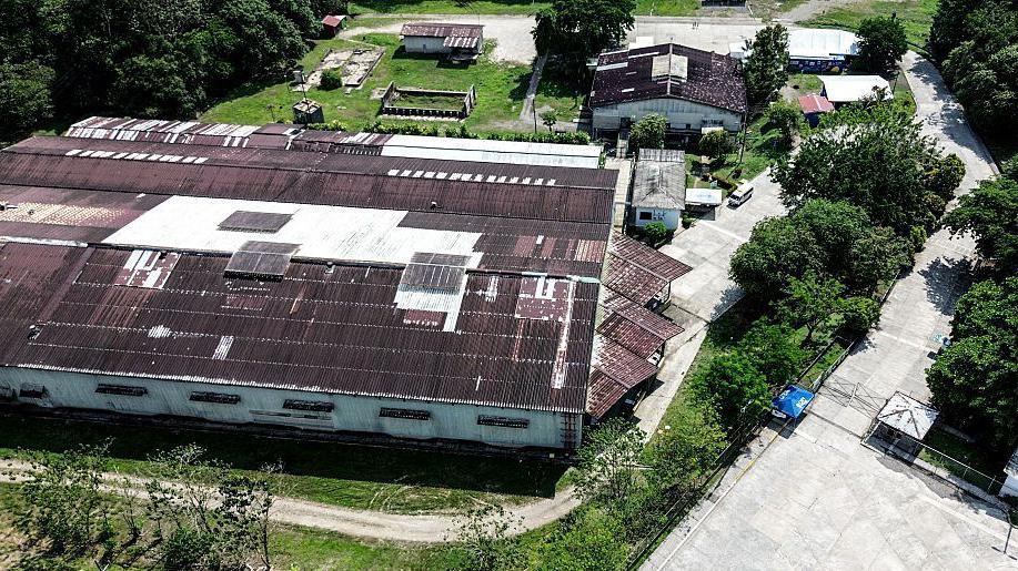 Aerial view of the Temporary Care Center for Migrants (Catem) in Puntarenas, Costa Rica on March 23, 2025.