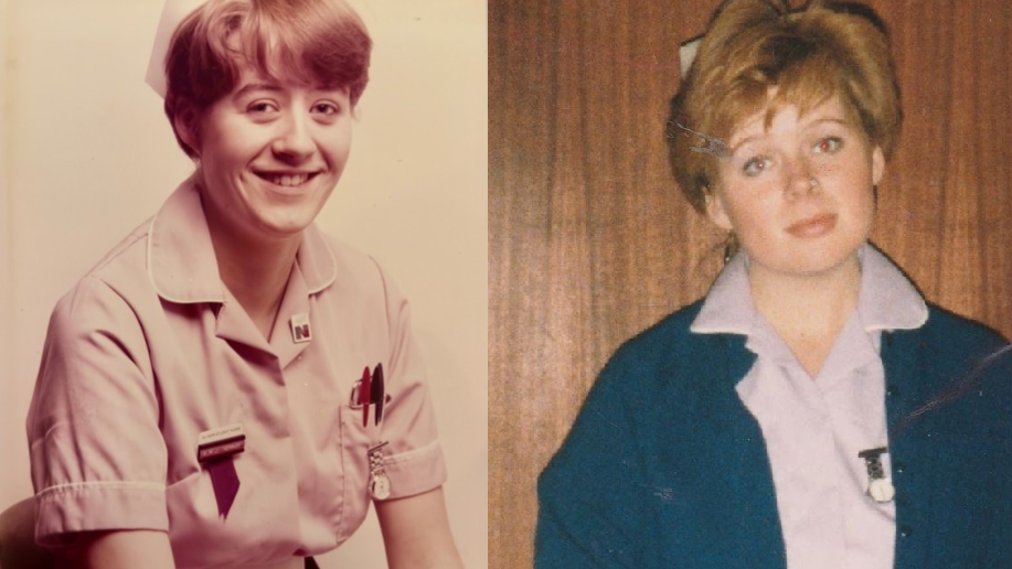 Photos of two nurses back in the 1980s.