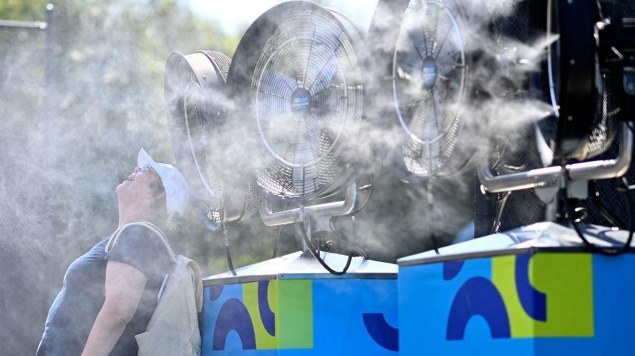 Mist cooling fans in operation at Melbourne Park