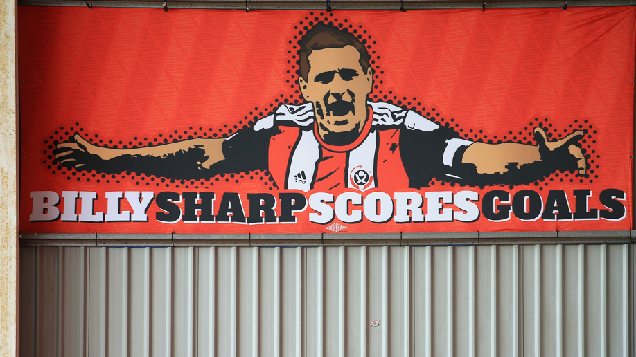 A Billy Sharp banner at Sheffield United