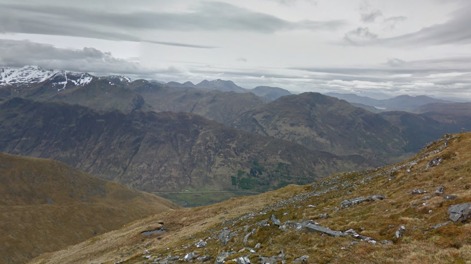 Mountainous landscape in Glen Shiel