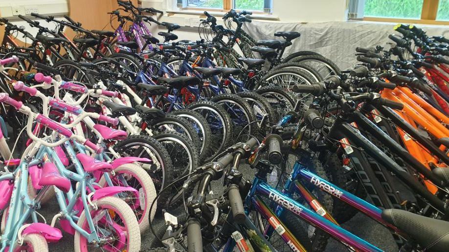 Donated bikes at Stornoway's cycle library