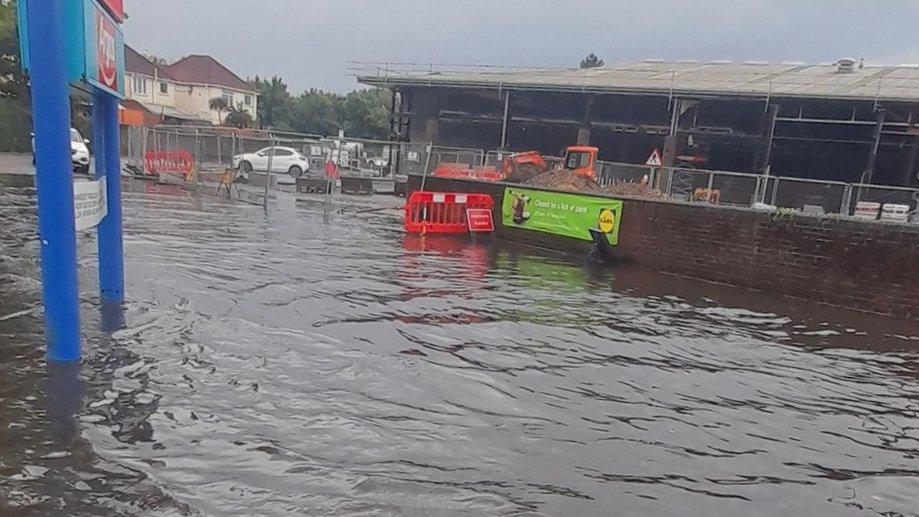 Flash floods in Totton