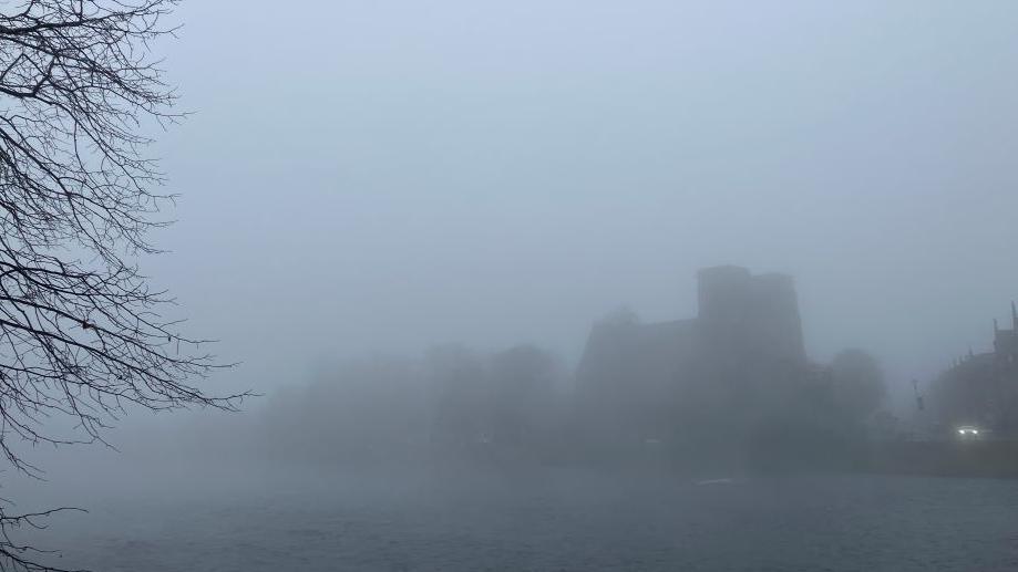 Inverness riverside in the fog