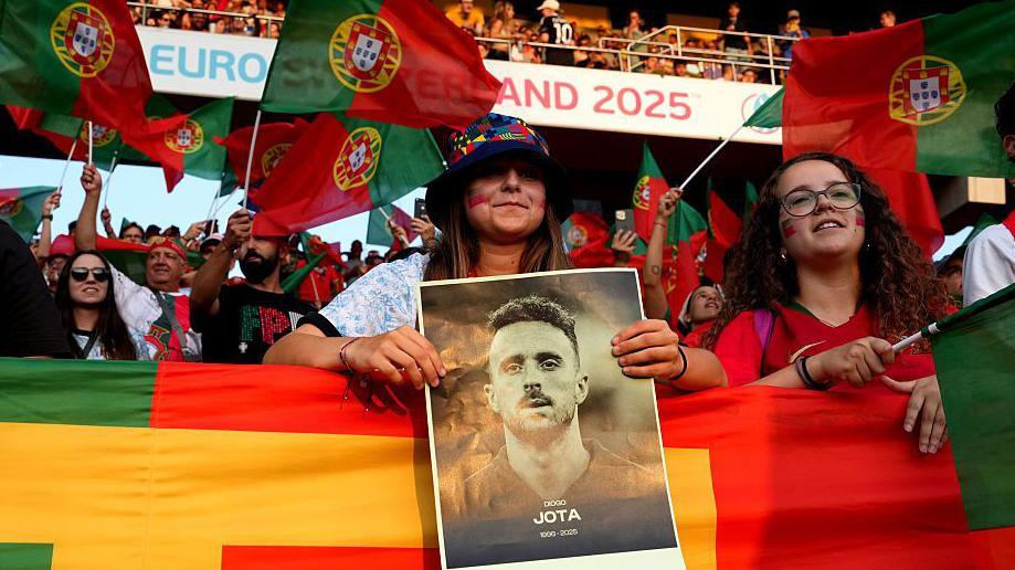 Spain begin Euro 2025 campaign by thrashing Portugal 2 Portuguese fans paying tribute to Diogo Jota