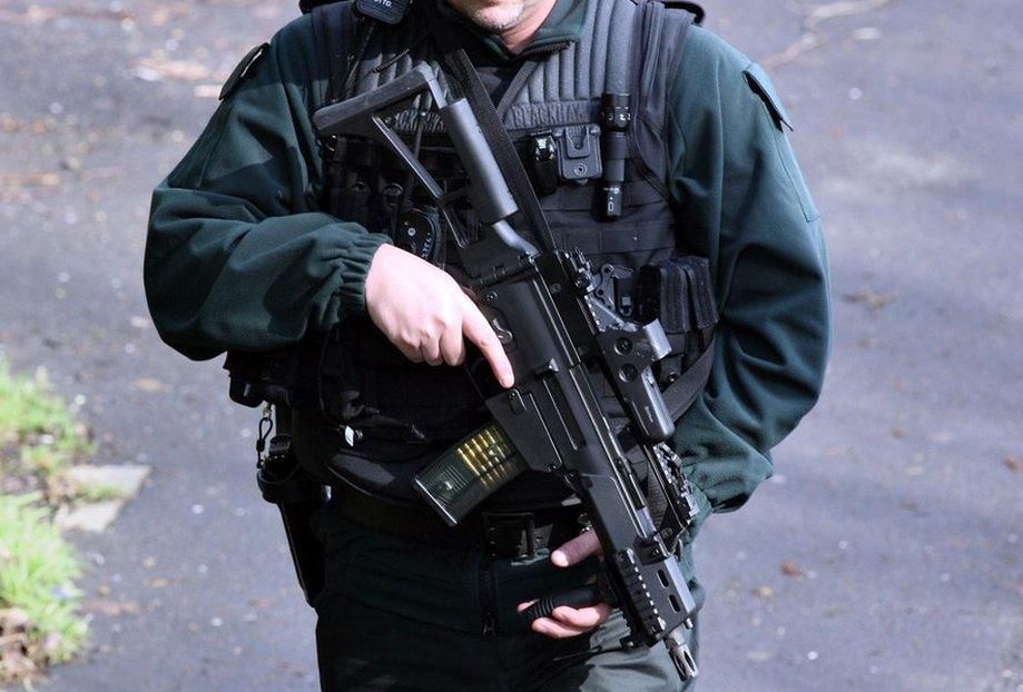 PSNI officer holding gun