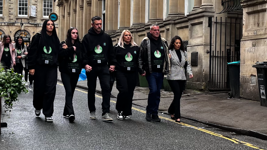 Six people arriving at Bristol Crown Court for the Mikey Roynon's murder trial