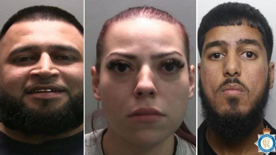 Mugshots of convicted fraudsters Bilal Akhther, Luliana Nicolae and Muhammed Shahzeb.