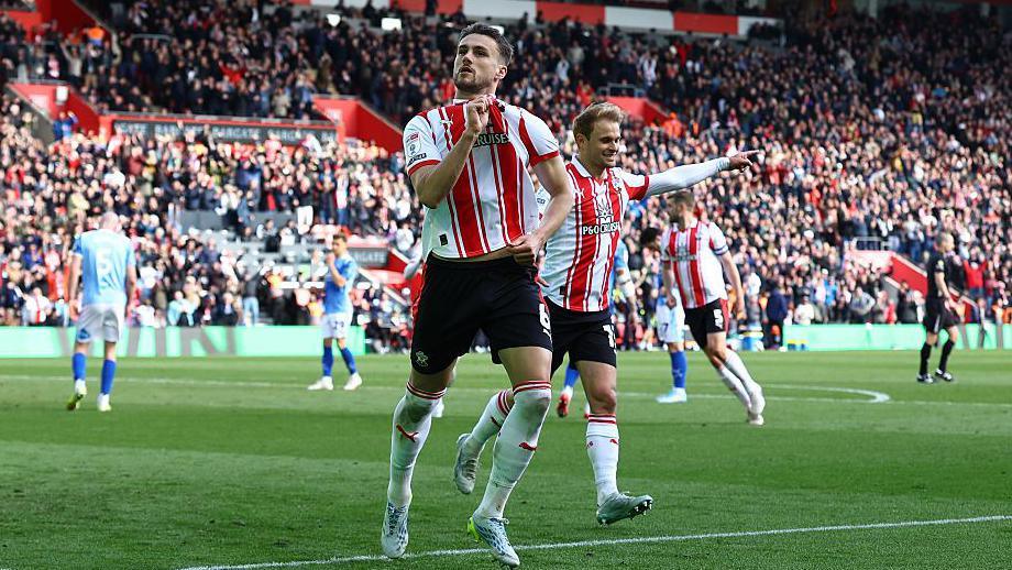 Taylor Harwood-Bellis and Leo Scienza celebrate after scoring