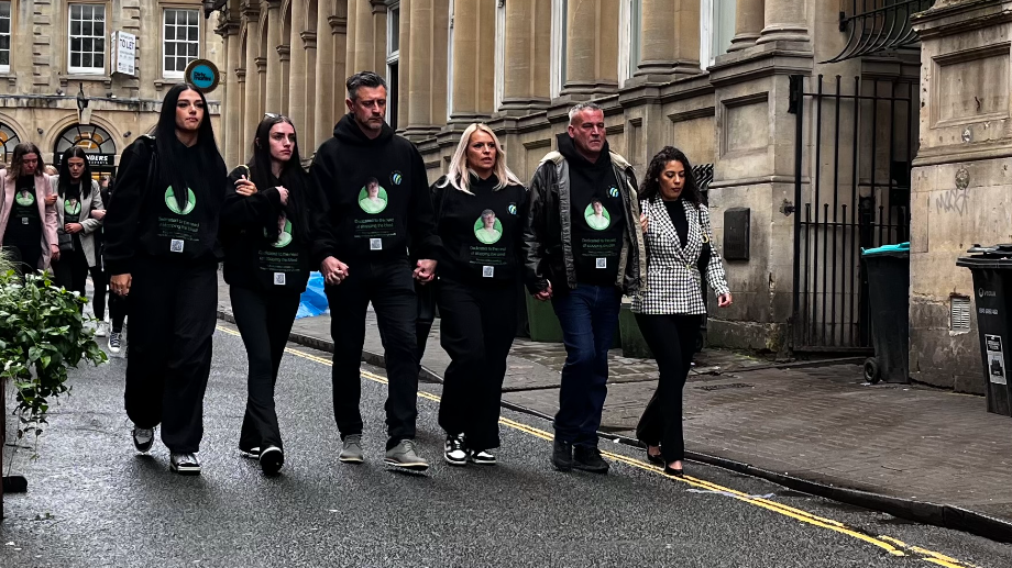 Six people arriving at Bristol Crown Court for the Mikey Roynon's murder trial