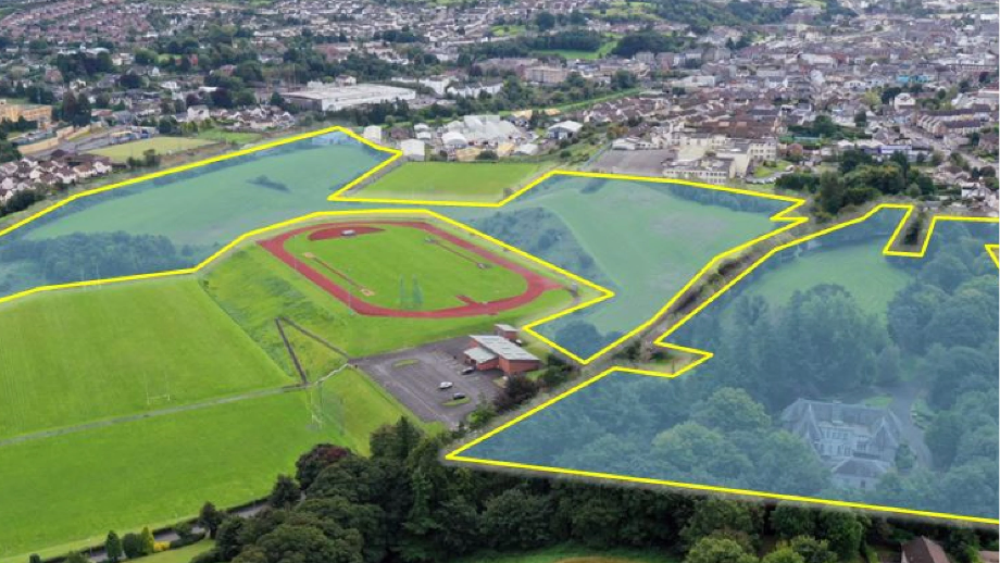 An aerial photo of the Bishop's House and grounds and the adjoining plot of land in Newry which are being sold by the Diocese of Dromore