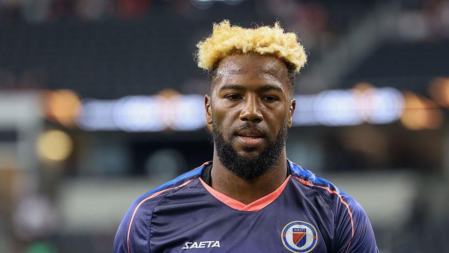 Haiti forward Duckens Nazon looks on ahead of the Concacaf Gold Cup group stage match against the United States in June 2025