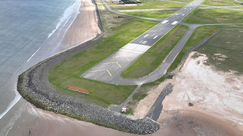 Rock armour at Stornoway Airport