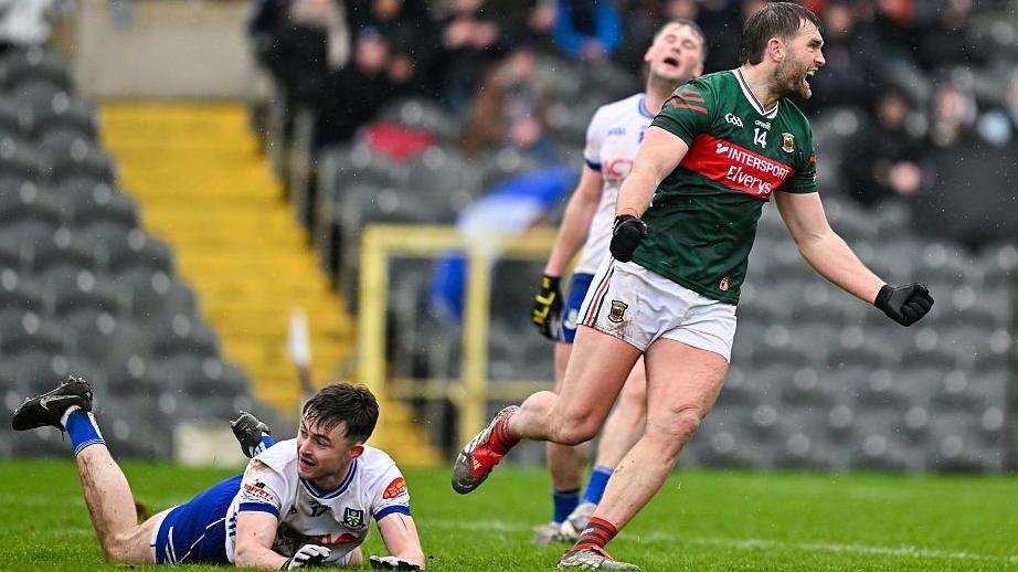 Aidan O'Shea celebrates his goal for Mayo
