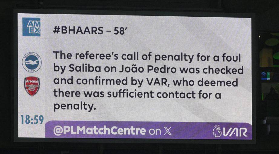 The Premier League match centre's post