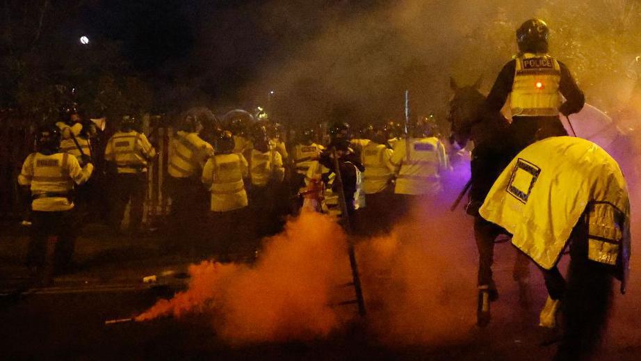 Police outside the Aston Villa v Legia Warsaw game