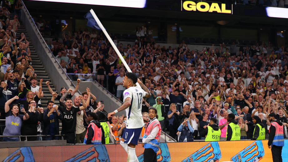 Savio celebrates scoring for Tottenham Hotspur against Charlton Athletic in he Carabao Cup