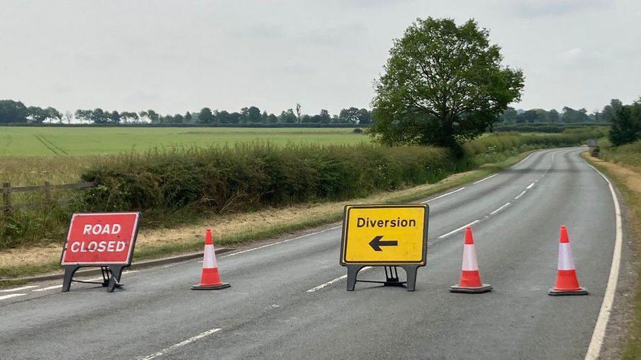 Scene of the crash on the A153 between Horncastle and Dalderby