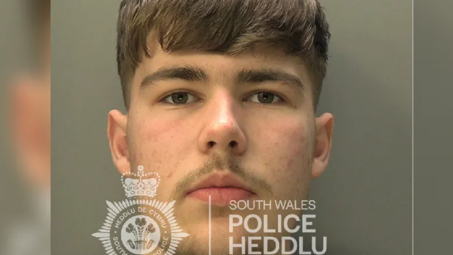 Harley Whiteman mugshot, he has a thick brown fringe and moustache and is looking directly at camera