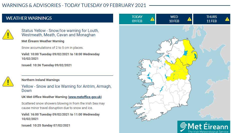 Weather warning for NI/RoI