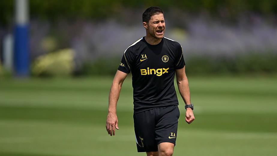 Xabi Alonso during a Chelsea training session
