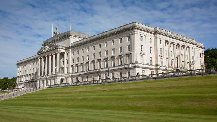 Stormont parliament buildings on a bright day