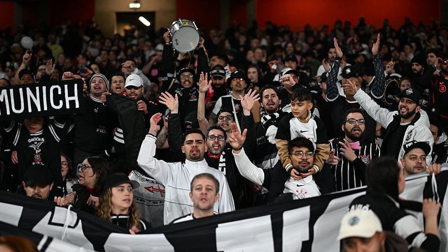 Fans of SC Corinthians react during the FIFA Women's Champions Cup 2026 Final match between Arsenal Women FC and SC Corinthians 