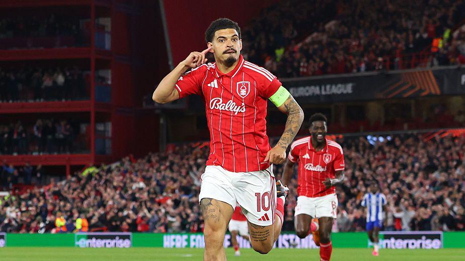 Morgan Gibbs White celebrates for Nottingham Forest