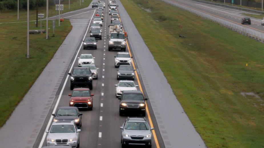 Queue of cars on motorway