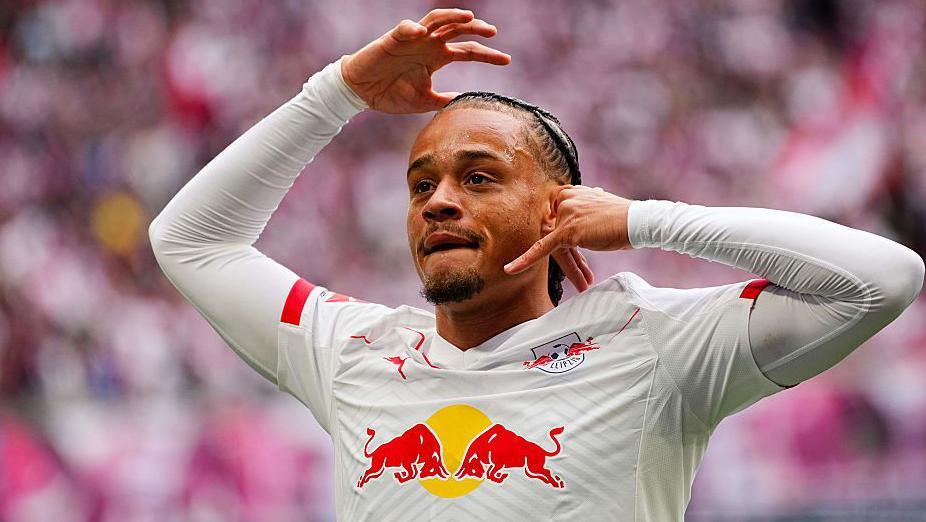 RB Leipzig attacker Xavi Simons celebrates