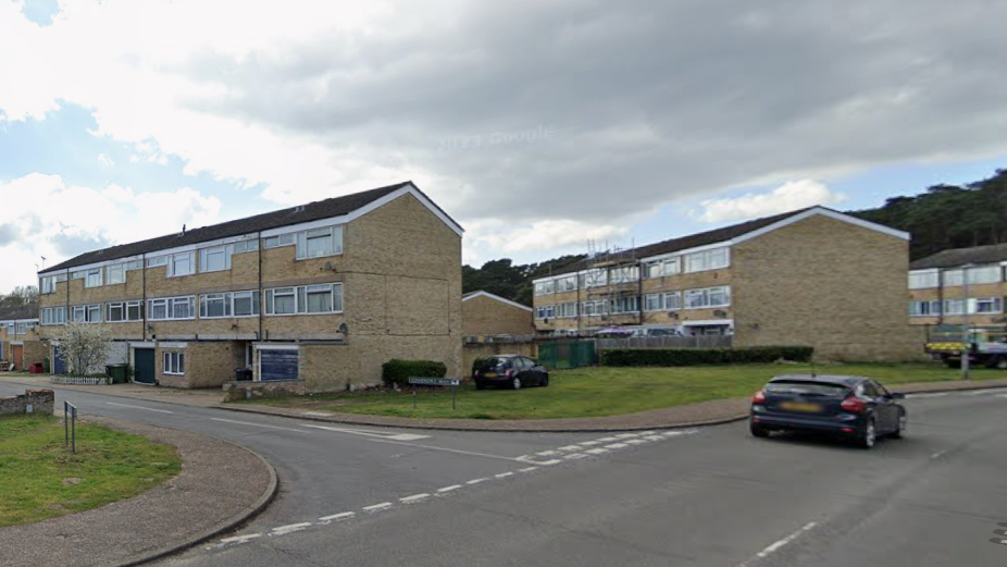 We can see three blocks of 1960/70s terraced housing.